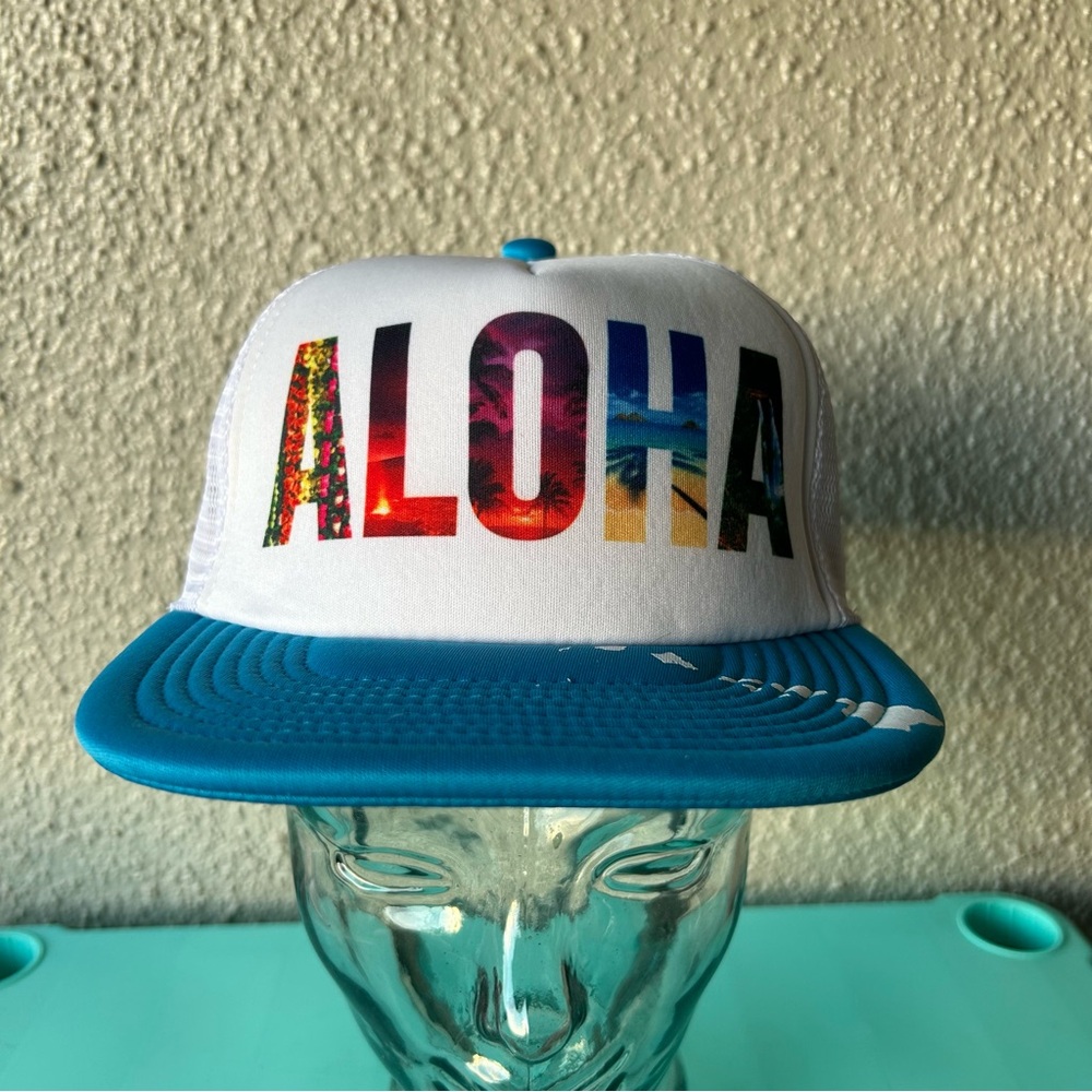 Aloha trucker hat with snap back hawaii islands baseball hat w/hawaiian islands